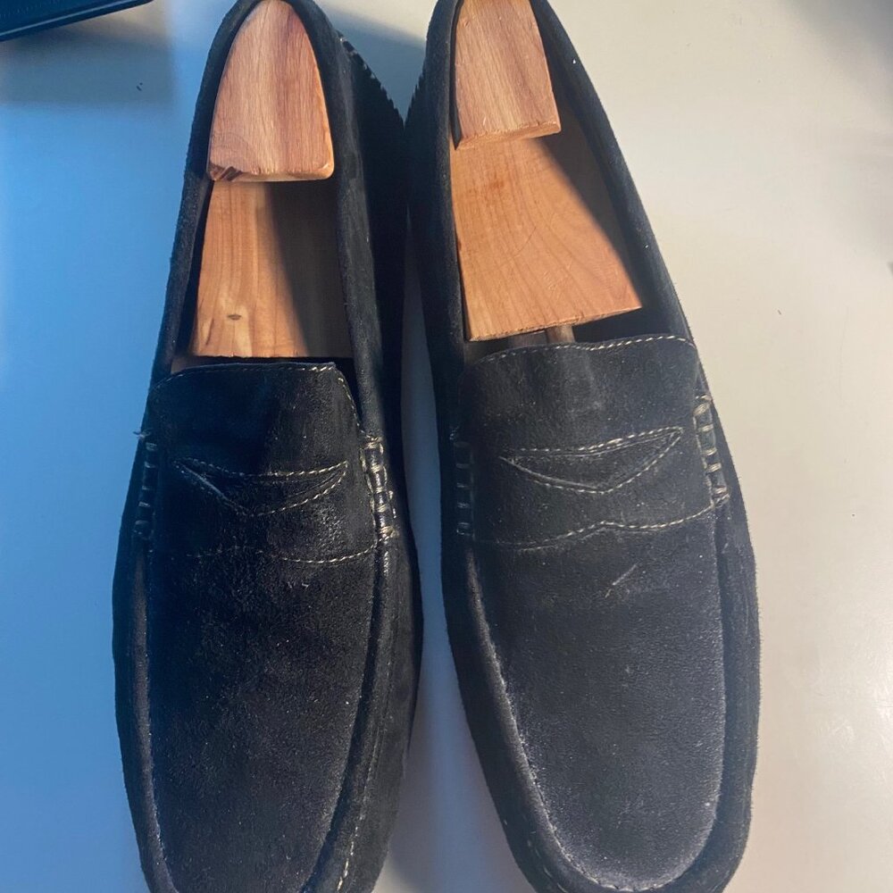 Donald J Pliner Black Suede Slip On Loafers Size 9.5